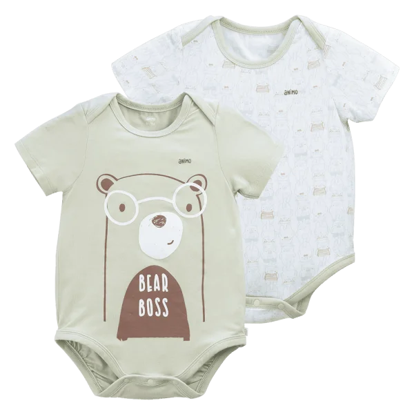 Set 2 Bodysuit modal kháng khuẩn tam giác Animo VD1024010 (0-9M,Xanh bơ)