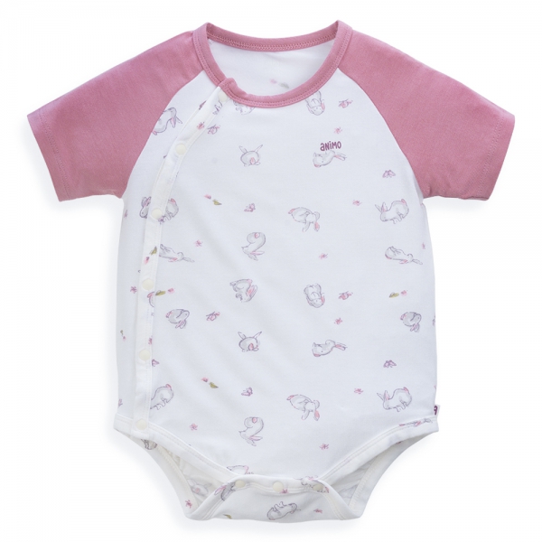 Set 2 Bodysuit modal kháng khuẩn tam giác Animo VD1024009 (0-9M,Hồng)