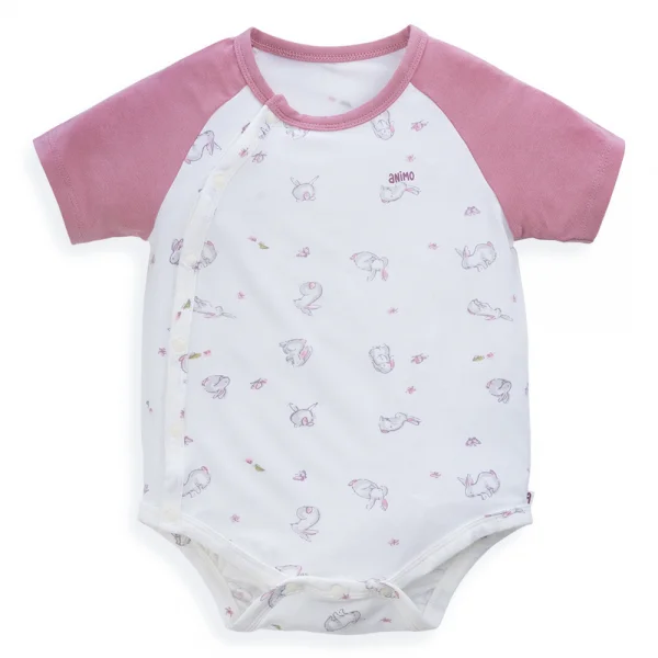 Set 2 Bodysuit modal kháng khuẩn tam giác Animo VD1024009 (0-9M,Hồng)