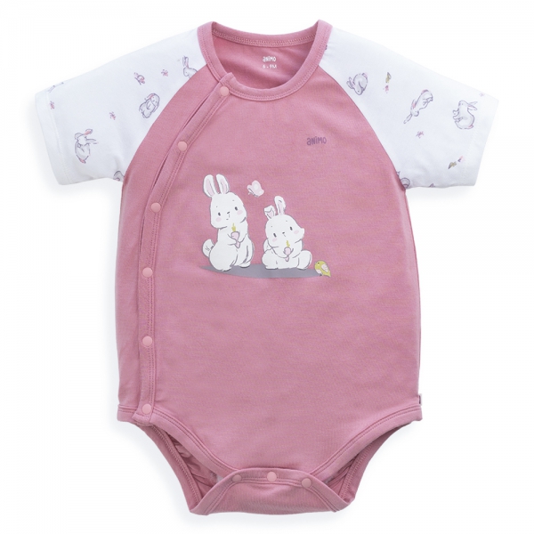 Set 2 Bodysuit modal kháng khuẩn tam giác Animo VD1024009 (0-9M,Hồng)