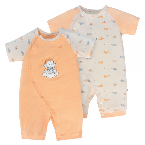 Set 2 Bodysuit modal kháng khuẩn đùi Animo VD1024011 (0-12M,Cam)