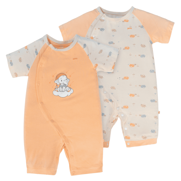Set 2 Bodysuit modal kháng khuẩn đùi Animo VD1024011 (0-12M,Cam)