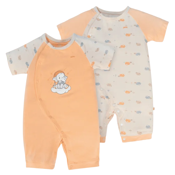 Set 2 Bodysuit modal kháng khuẩn đùi Animo VD1024011 (0-12M,Cam)