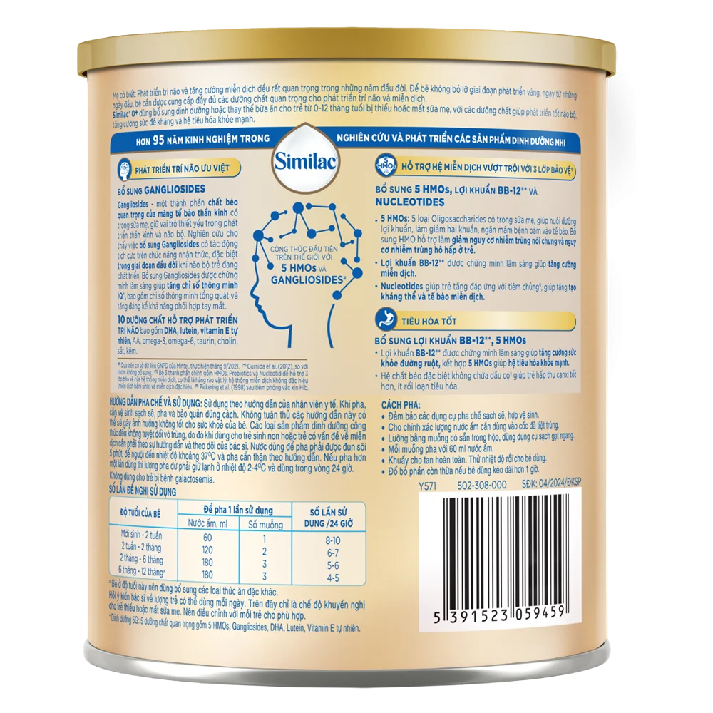 Sữa Similac 0+ 380g (0-12 tháng) (Bao bì cũ: Similac số 1 400g (0-6 tháng) - Giao bao bì ngẫu nhiên)