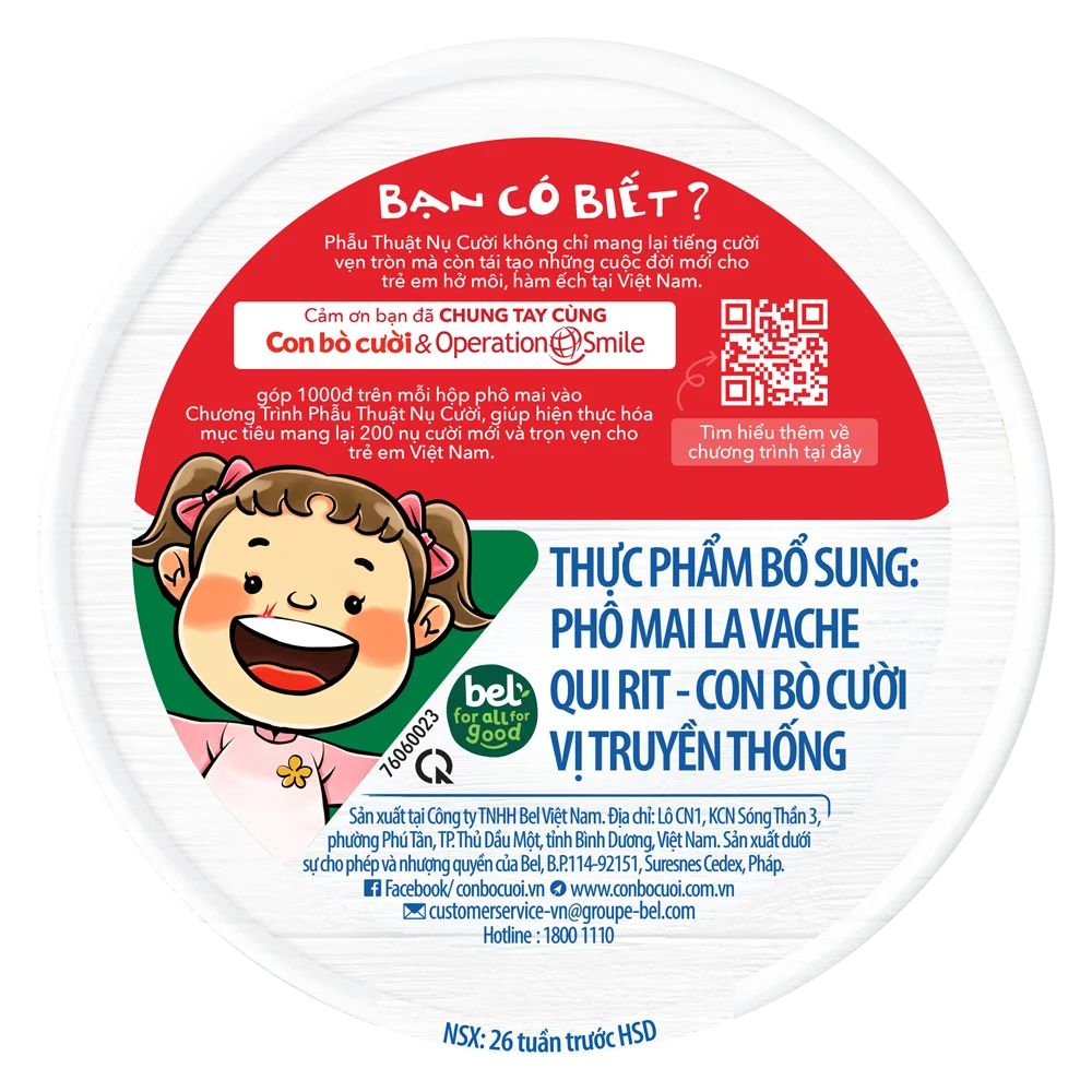 Thực phẩm bổ sung: Phô mai La Vache qui rit Con Bò Cười - 100N VN (112gr) (giao bao bì ngẫu nhiên)