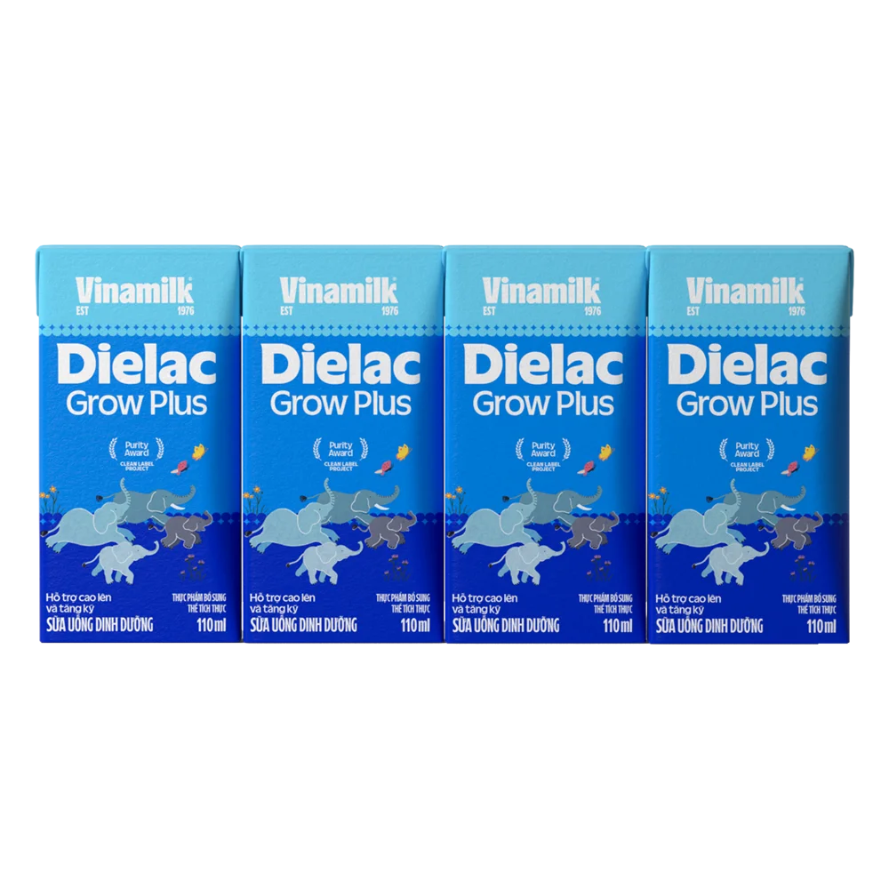 Combo 3 Thùng Sữa uống dinh dưỡng Dielac Grow Plus 110ml (Sữa Non) - Lốc 4 hộp