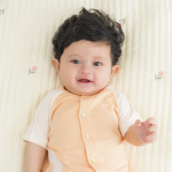 Set 2 Bộ kháng khuẩn Modal ngắn Animo VD0724027 (0-24M,Trắng phối cam)