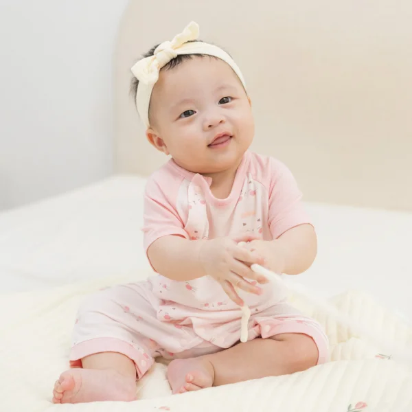 Set 2 Bodysuit kháng khuẩn Modal đùi Animo VD0724037 (0-12M,Hồng)
