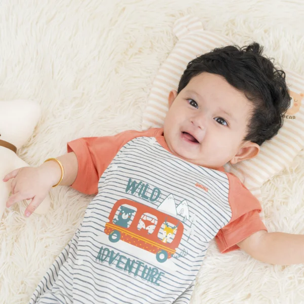 Set 2 Bodysuit kháng khuẩn Modal đùi Animo VD0724035 (0-12M,Đỏ-Xám)