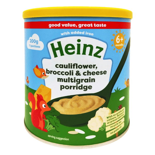 Thức ăn bổ sung dành cho trẻ từ 6 tháng tuổi trở lên: Bột ngũ cốc, súp lơ, bông cải và phô mai