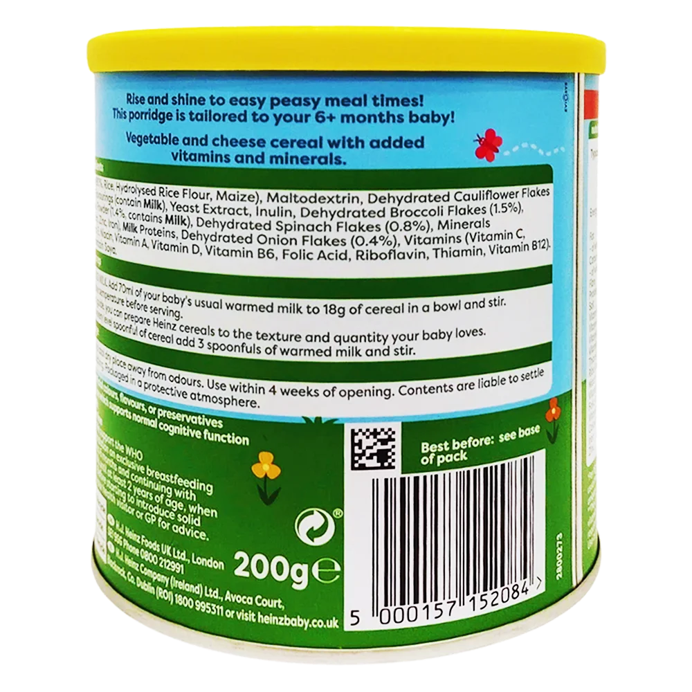Thức ăn bổ sung dành cho trẻ từ 6 tháng tuổi trở lên: Bột ngũ cốc, súp lơ, bông cải và phô mai