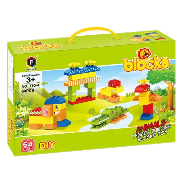 Hộp xếp hình khối động vật 64pcs RFD596330 C409 (Xanh lá)