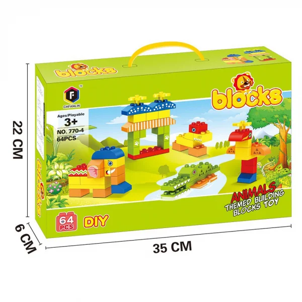 Hộp xếp hình khối động vật 64pcs RFD596330 C409 (Xanh lá)