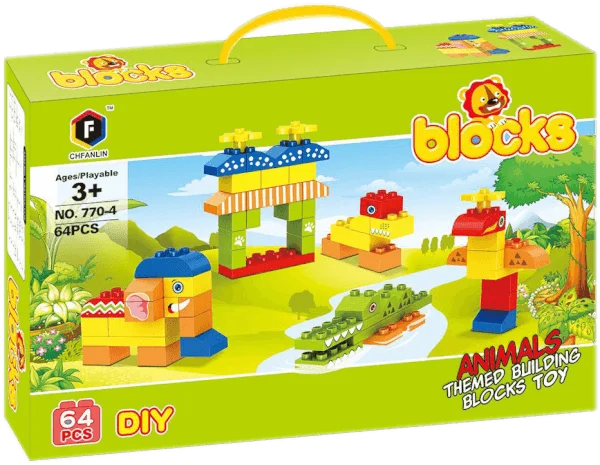 Hộp xếp hình khối động vật 64pcs RFD596330 C409 (Xanh lá)