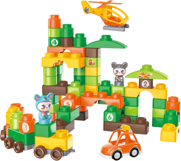 Balo xếp hình khối kèm xe và máy bay 50pcs RFD438159 C409 (Xanh lá)