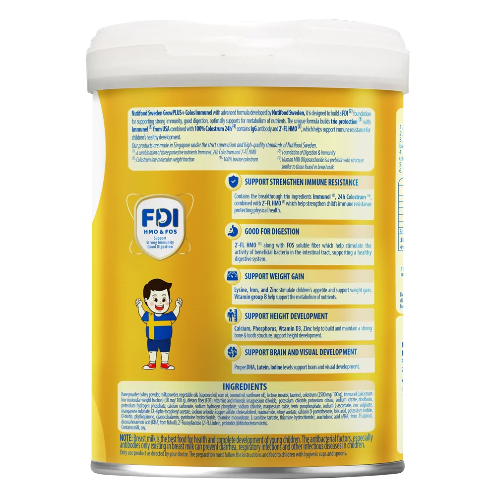 Sản phẩm dinh dưỡng công thức GrowPLUS+ Colos Immunel 0+, 800g (0-12 tháng)