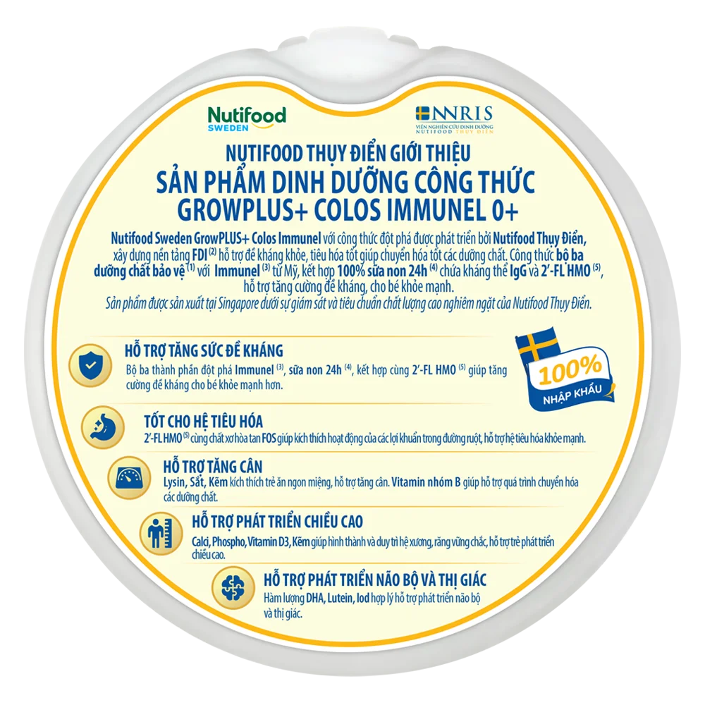 Sản phẩm dinh dưỡng công thức GrowPLUS+ Colos Immunel 0+, 800g (0-12 tháng)