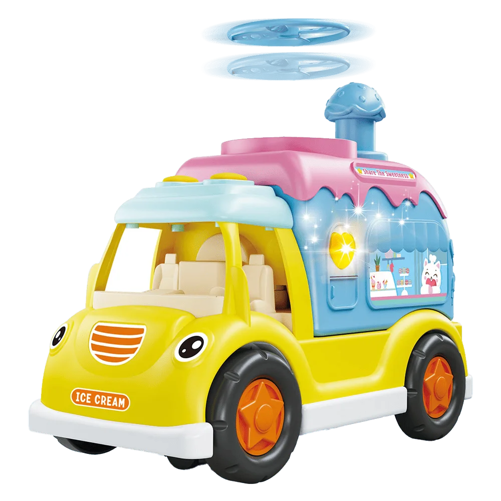 Xe ô tô hoạt hình vui vẻ có nhạc đèn LH16880922 C409 (Vàng)