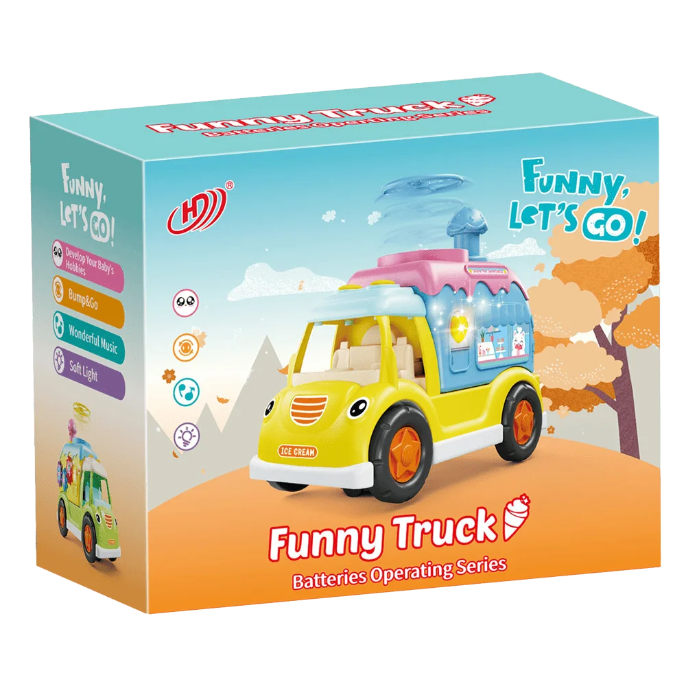 Xe ô tô hoạt hình vui vẻ có nhạc đèn LH16880922 C409 (Vàng)