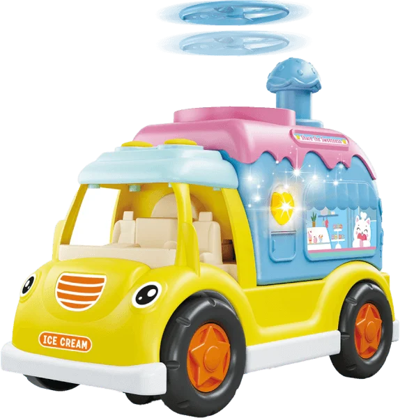 Xe ô tô hoạt hình vui vẻ có nhạc đèn LH16880922 C409 (Vàng)