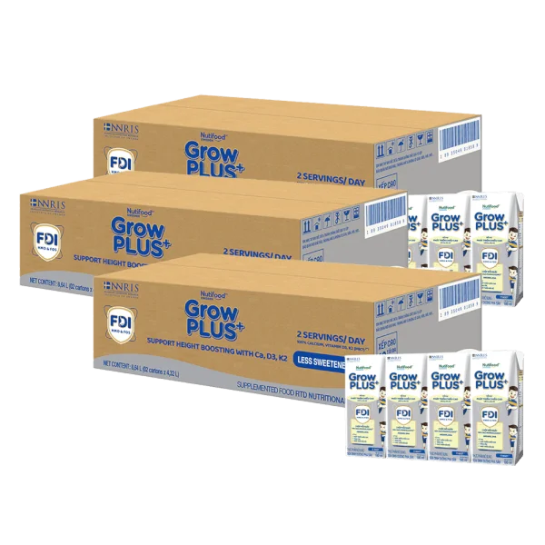 Combo 3 Thùng Sữa GrowPLUS+ (Bạc) 180ml, 36 lốc (3 thùng 12 lốc hoặc 6 thùng 6 lốc)