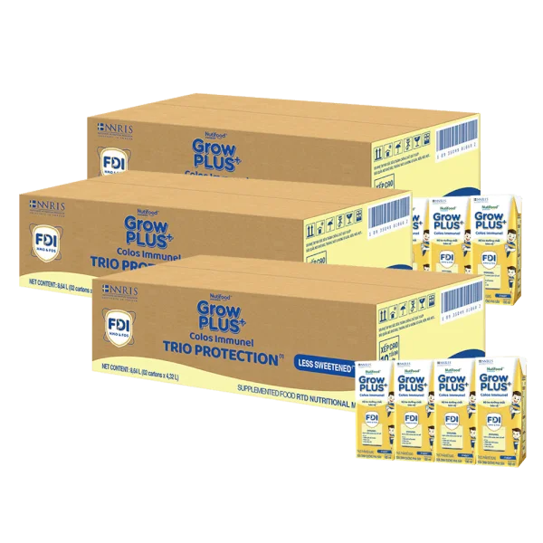 Combo 3 Thùng Sữa GrowPLUS+ Colos Immunel 180ml, 36 lốc (3 thùng 12 lốc hoặc 6 thùng 6 lốc)