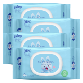Quà tặng khi mua Combo 4 Khăn Ướt Dịu Nhẹ Animo không mùi (100 tờ)