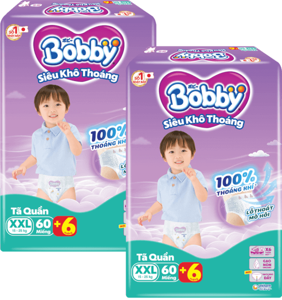 Combo 2 Tã quần Bobby size XXL, 60 miếng + 6 miếng