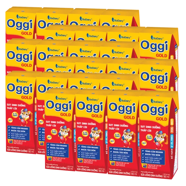 Combo 6 lốc Sữa uống dinh dưỡng Oggi Gold 180ml, lốc 4 hộp (trên 1 tuổi)