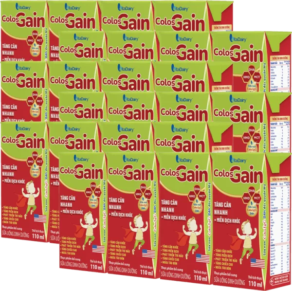 Combo 6 lốc Sữa uống dinh dưỡng Colos Gain 110ml, lốc 4 hộp (trên 1 tuổi)
