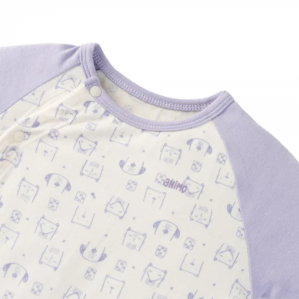 Set 2 Bodysuit kháng khuẩn Modal đùi Animo BMC1024029 (0-12M,Tím)