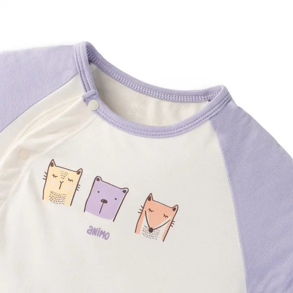 Set 2 Bodysuit kháng khuẩn Modal đùi Animo BMC1024029 (0-12M,Tím)