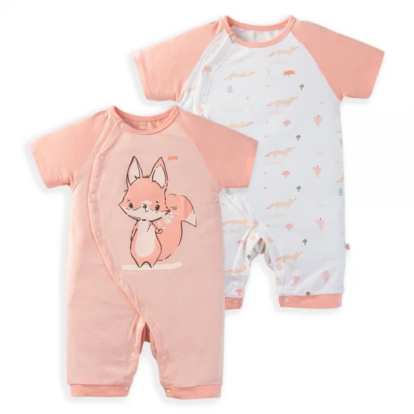 Set 2 Bodysuit kháng khuẩn Modal đùi Animo BMC1024028 (0-12M,Hồng dâu)
