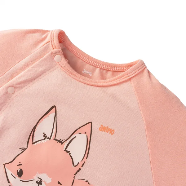 Set 2 Bodysuit kháng khuẩn Modal đùi Animo BMC1024028 (0-12M,Hồng dâu)