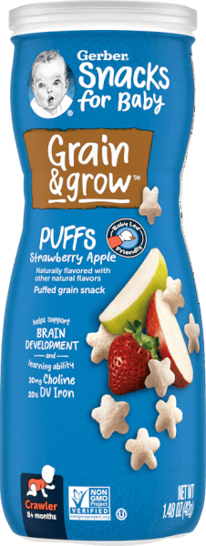 Thực phẩm bổ sung Bánh ăn dặm Gerber Puffs vị dâu táo