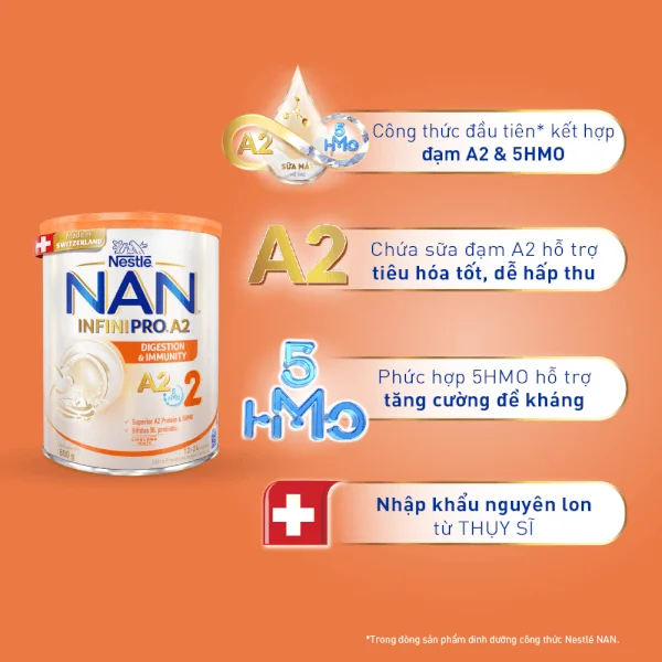 Sữa NAN INFINIPRO A2 số 2 800g (5HMO) (1-2 tuổi) (Giao bao bì ngẫu nhiên)