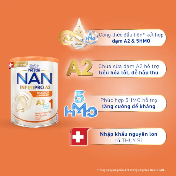 Sữa NAN INFINIPRO A2 số 1 800g (5HMO) (0-1 tuổi)