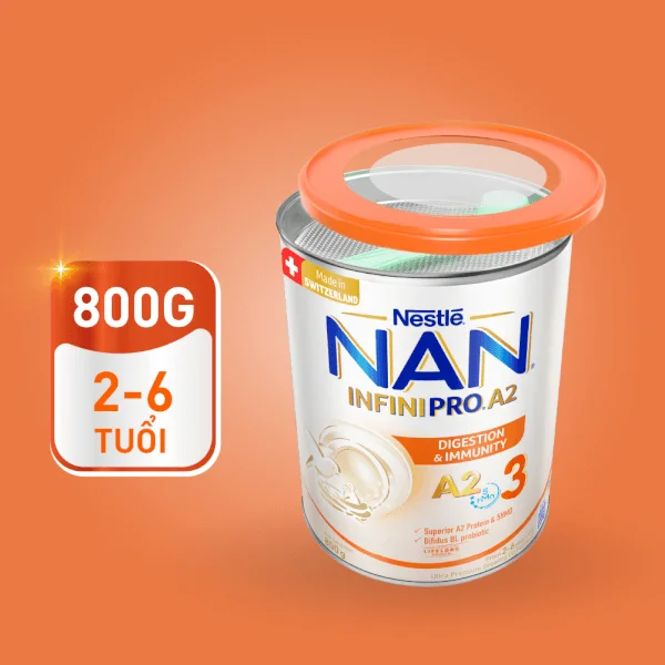 Combo 3 Sữa NAN INFINIPRO A2 800g số 3 (5HMO) (2-6 tuổi)