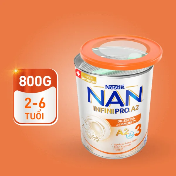 Combo 3 Sữa NAN INFINIPRO A2 800g số 3 (5HMO) (2-6 tuổi)