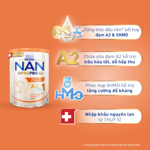 Sữa NAN INFINIPRO A2 số 1 400g (5HMO) (0-12 tháng) (Giao bao bì ngẫu nhiên)