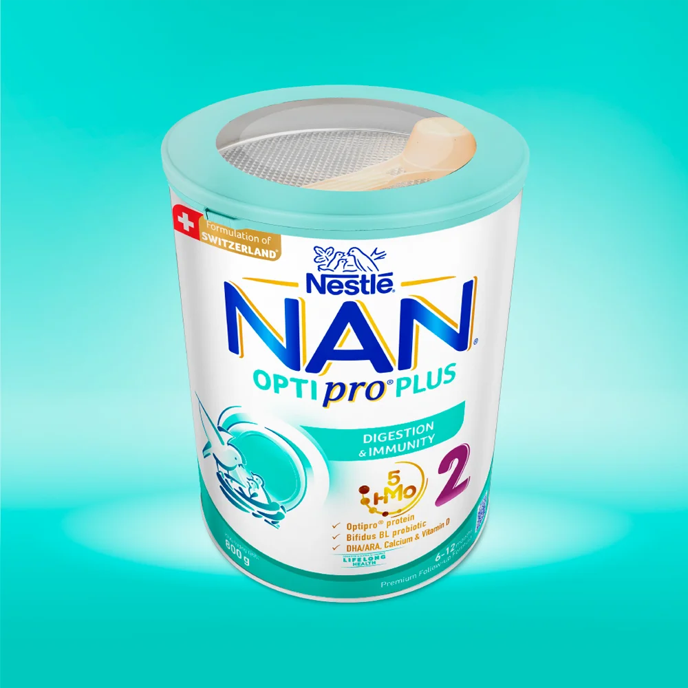 Sữa Nan Optipro PLUS 2 800g, với 5HMO, sản xuất tại Thụy Sỹ (6-12 tháng) (Giao bao bì ngẫu nhiên)