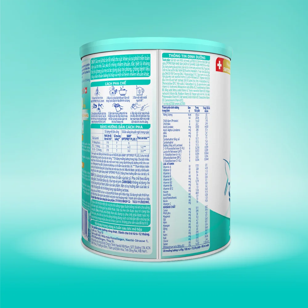 Sữa Nan Optipro PLUS 2 800g, với 5HMO, sản xuất tại Thụy Sỹ (6-12 tháng) (Giao bao bì ngẫu nhiên)