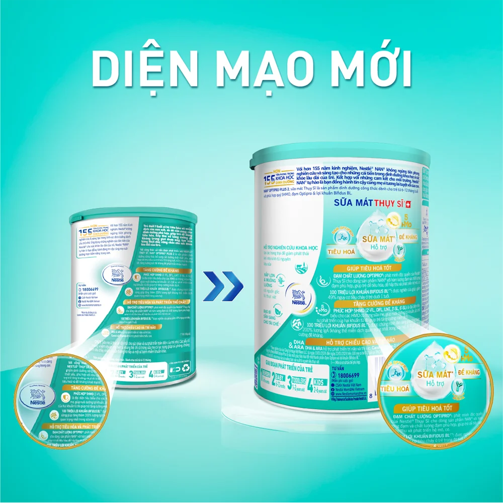 Sữa Nan Optipro PLUS 2 400g, với 5HMO, sản xuất tại Thụy Sỹ (6-12 tháng) (Giao bao bì ngẫu nhiên)