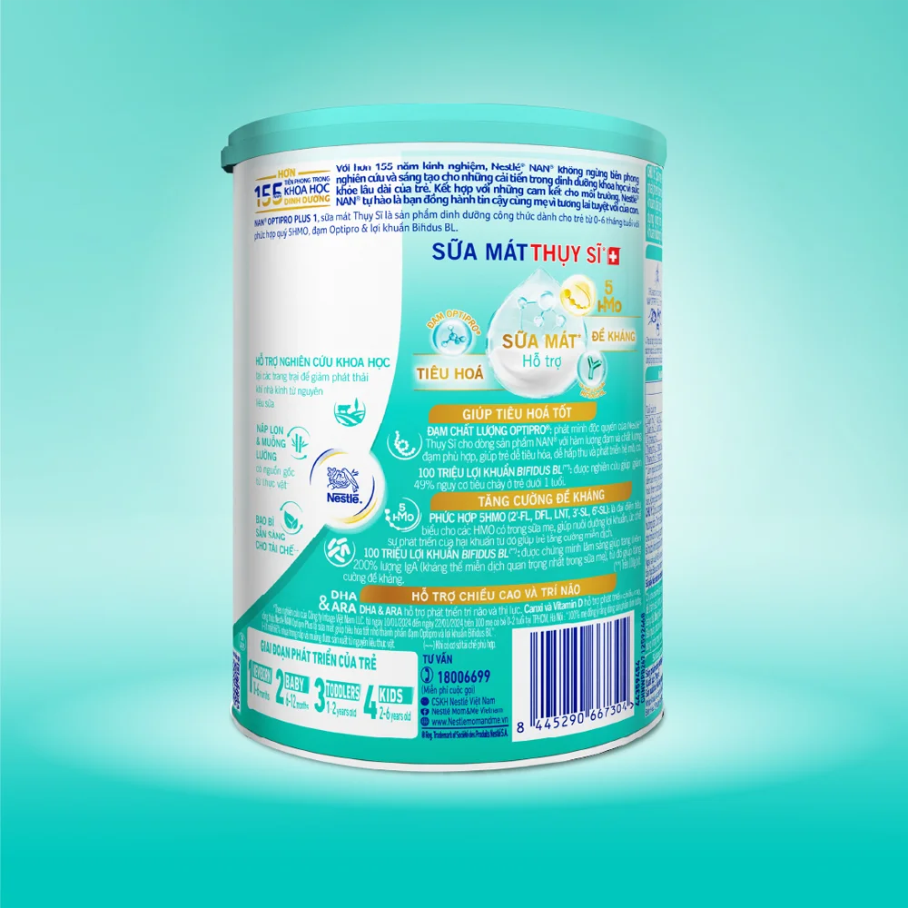 Sữa Nan Optipro PLUS 1 400g, với 5HMO, sản xuất tại Thụy Sỹ (0-6 tháng) (Giao bao bì ngẫu nhiên)