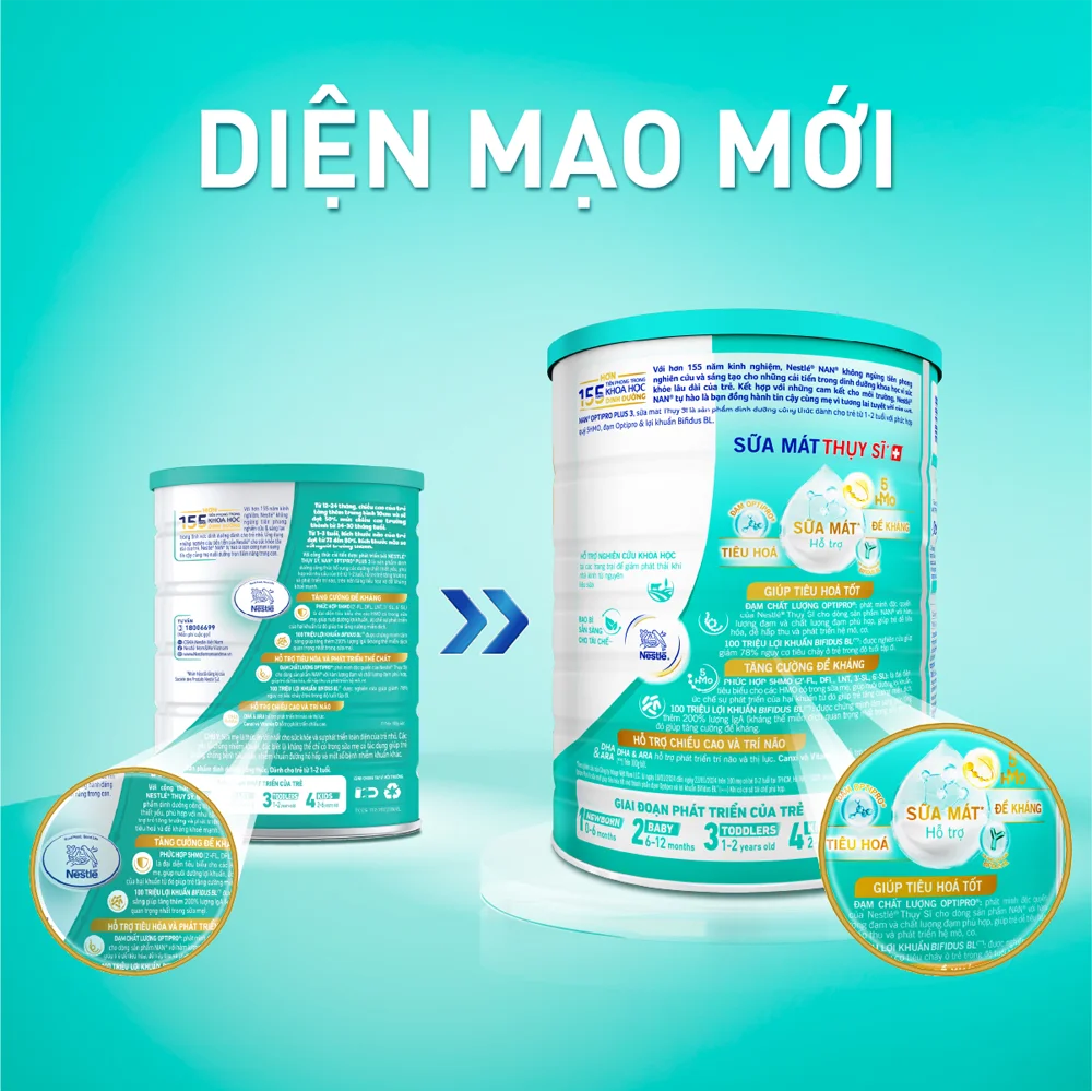 Sữa Nan Optipro PLUS 3 1.5kg, với 5HMO, công thức từ Thụy Sĩ (1-2 tuổi) (Giao bao bì ngẫu nhiên)