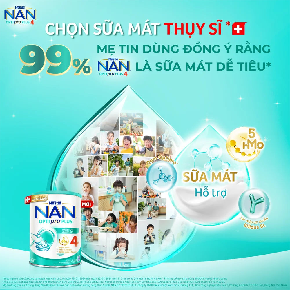 Sữa Nan Optipro PLUS 4 1.5kg, với 5HMO, Công thức từ Thụy Sĩ (2-6 tuổi) (Giao bao bì ngẫu nhiên)