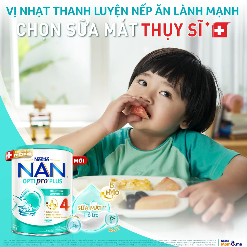 Sữa Nan Optipro PLUS 4 1.5kg, với 5HMO, Công thức từ Thụy Sĩ (2-6 tuổi) (Giao bao bì ngẫu nhiên)