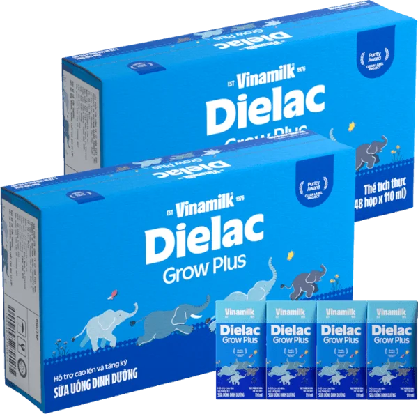 Combo 2 Thùng Sữa uống dinh dưỡng Dielac Grow Plus 110ml (Sữa Non) - Lốc 4 hộp