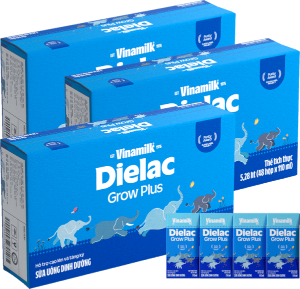 Combo 3 Thùng Sữa uống dinh dưỡng Dielac Grow Plus 110ml (Sữa Non) - Lốc 4 hộp