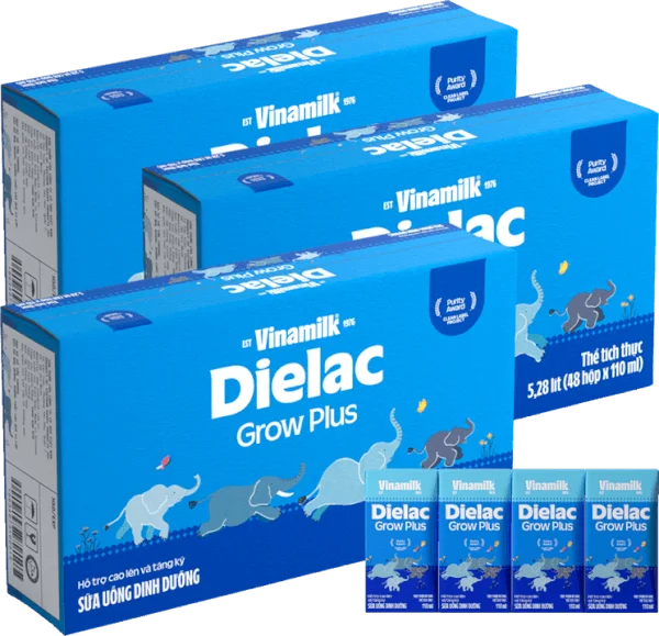 Combo 3 Thùng Sữa uống dinh dưỡng Dielac Grow Plus 110ml (Sữa Non) - Lốc 4 hộp